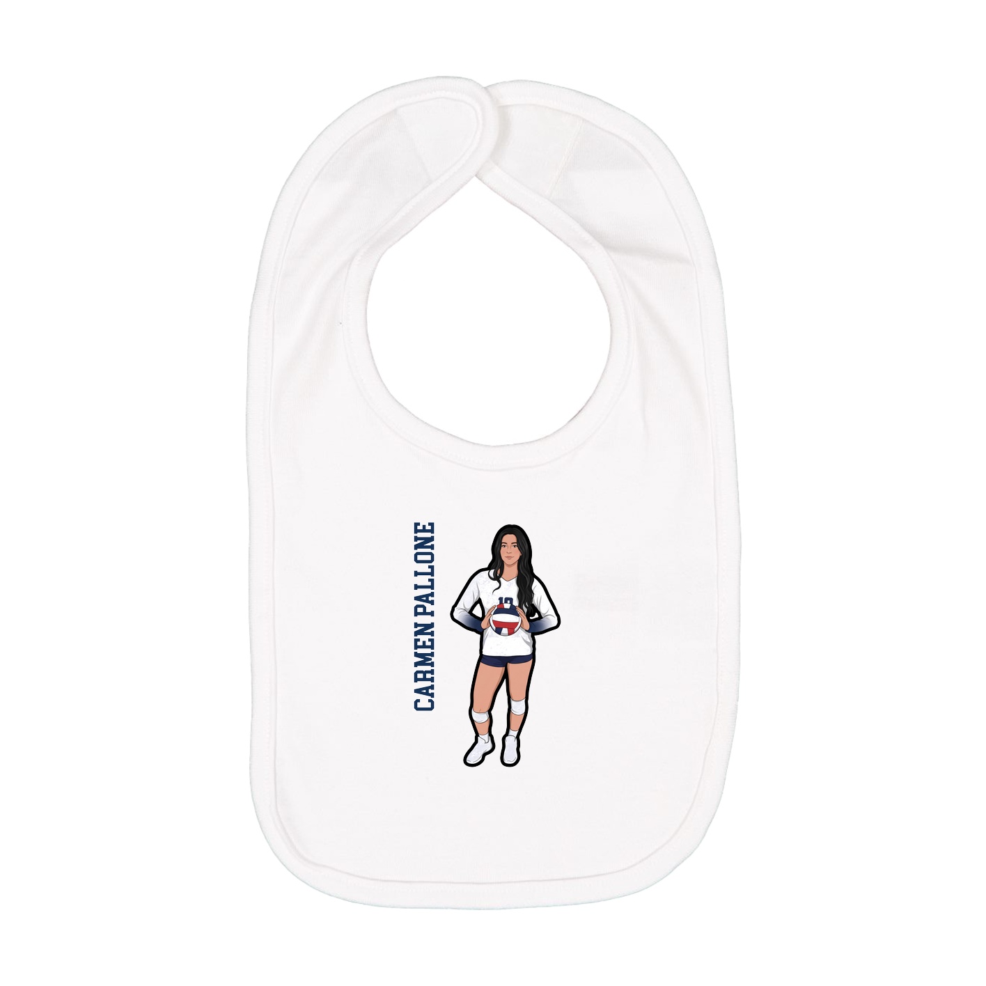 Infant Bib — Name Vertical in White