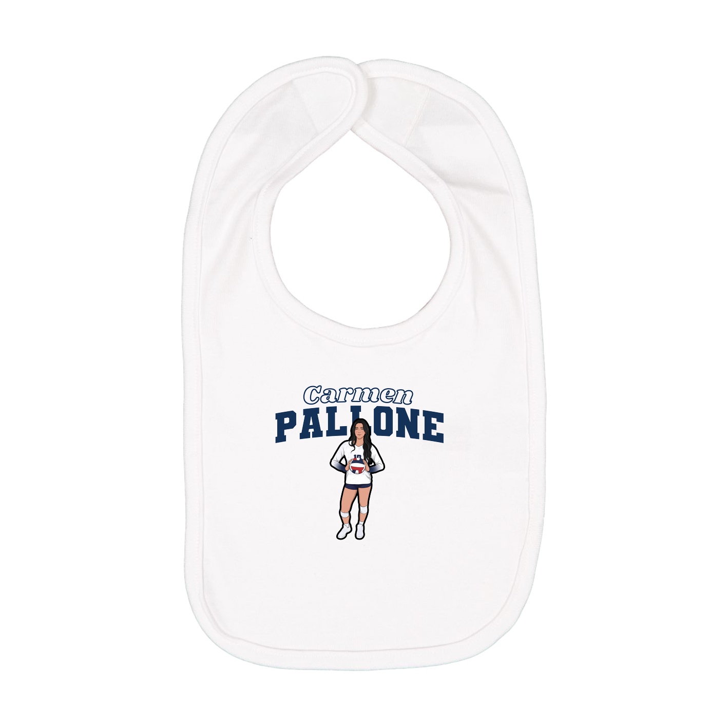 Infant Bib — Name Arch in White