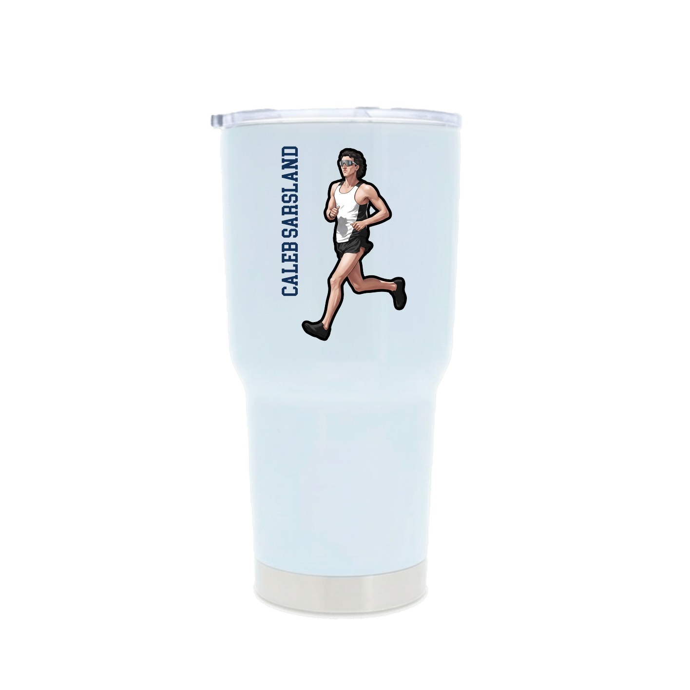 30oz Stainless Steel Tumbler — Name Vertical in White