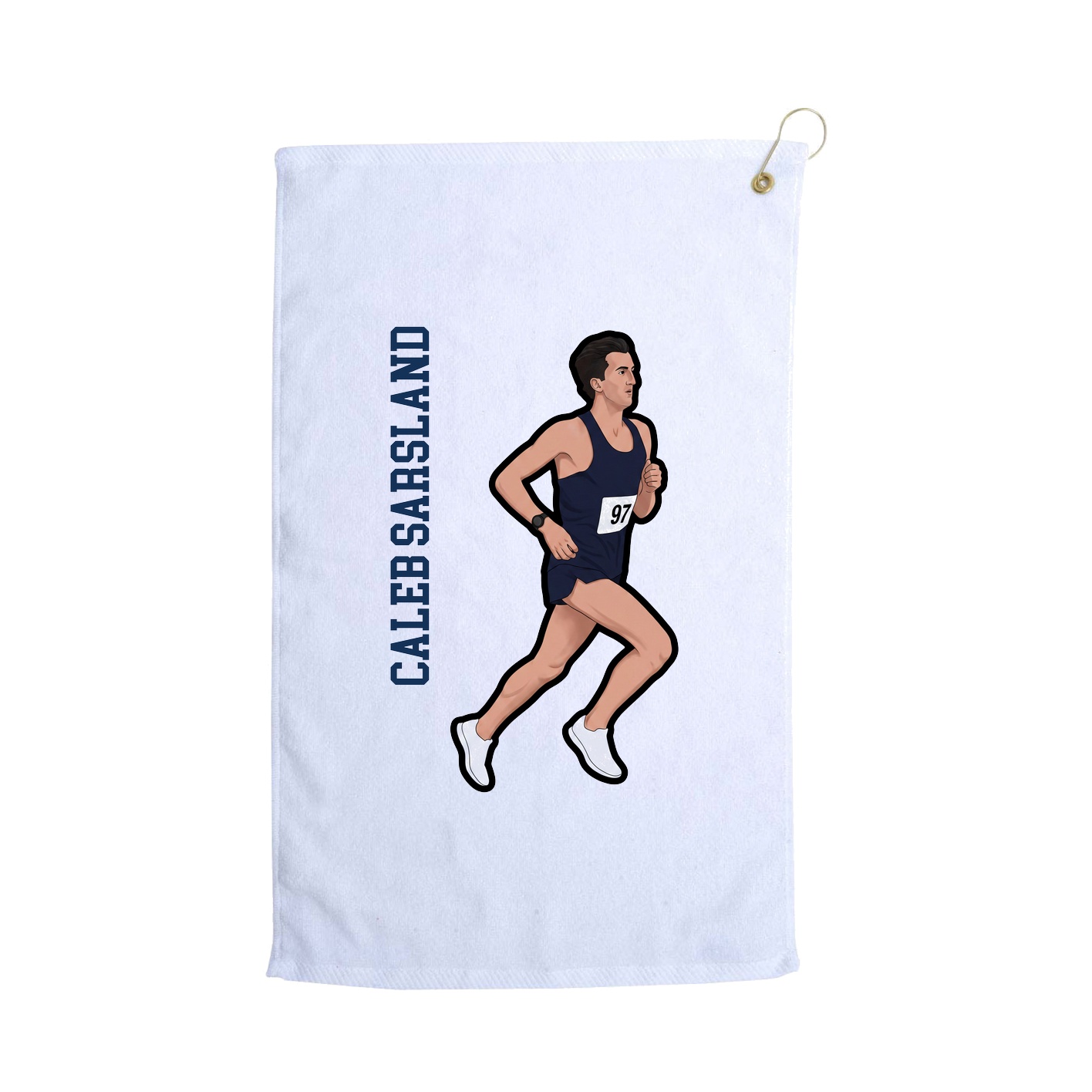 Golf Towel — Name Vertical in White