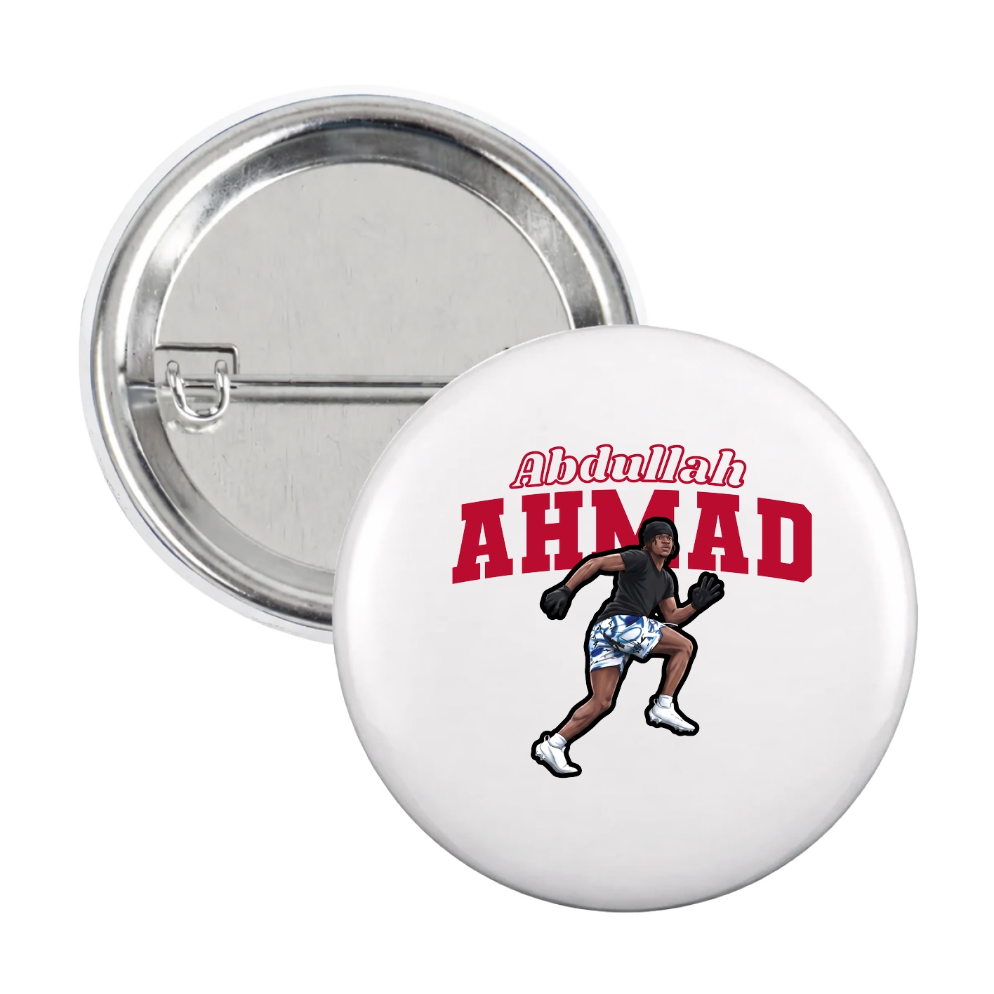 Game Day Button — Name Arch in White