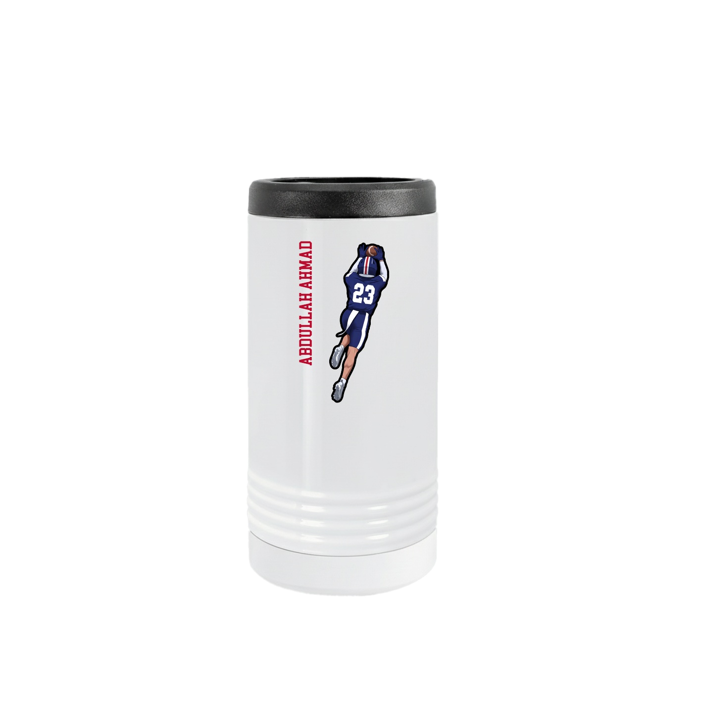Slim Beverage Holder — Name Vertical in White