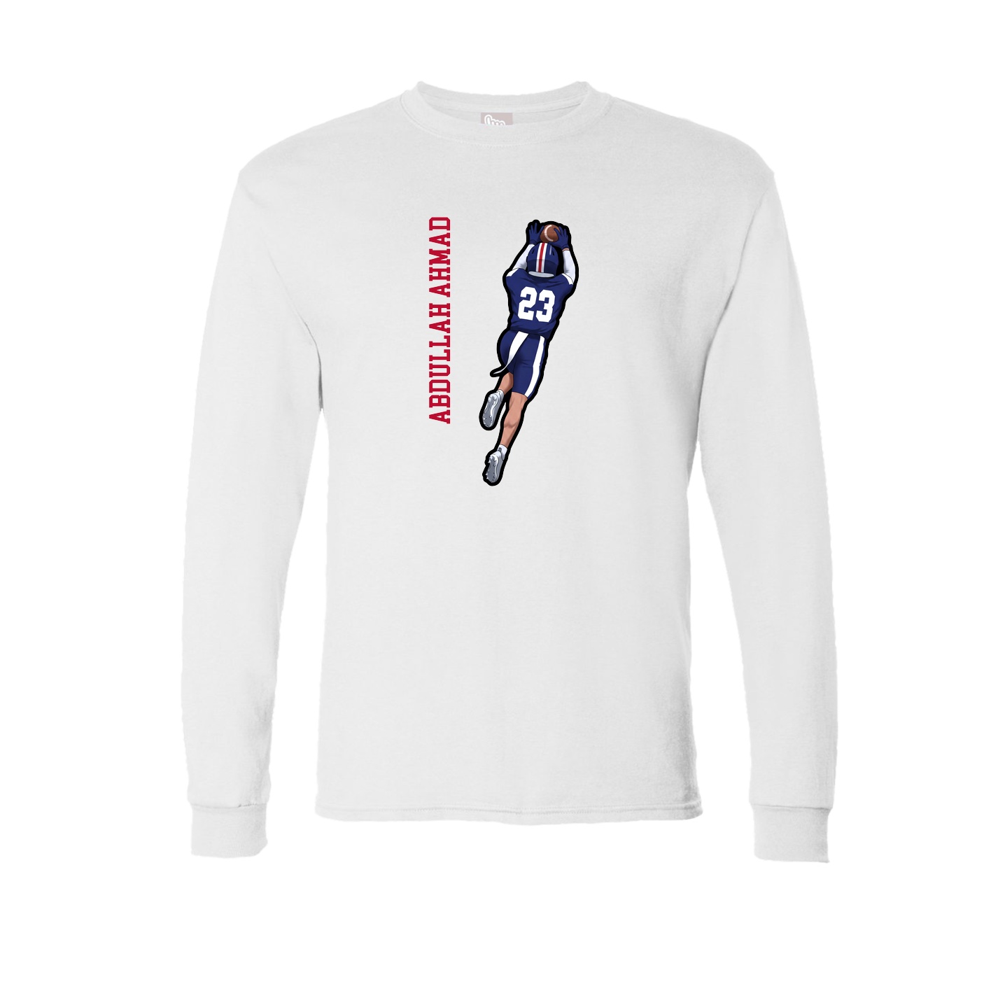 Long Sleeve Tee — Name Vertical in White