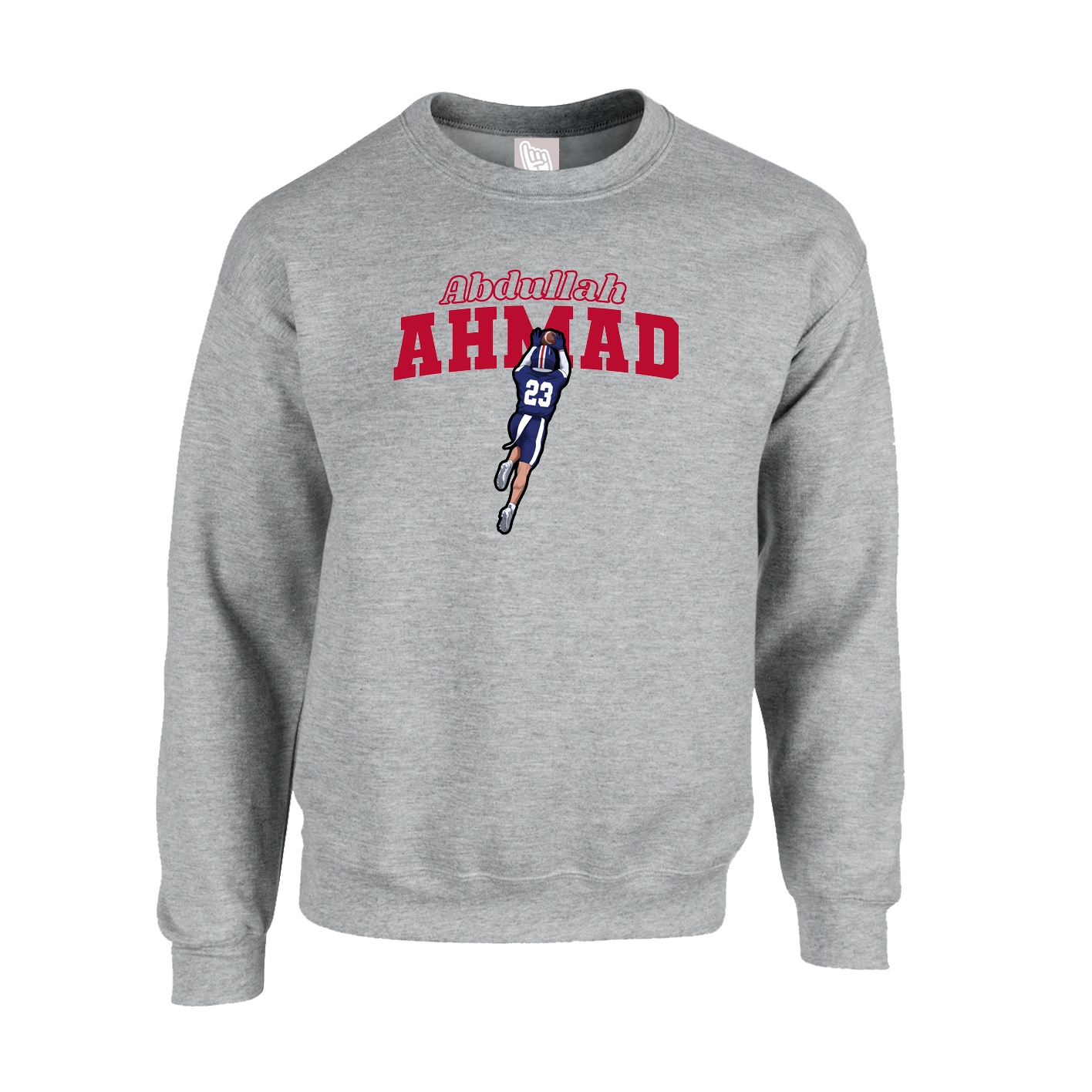 Fleece Crew — Name Arch in Grey