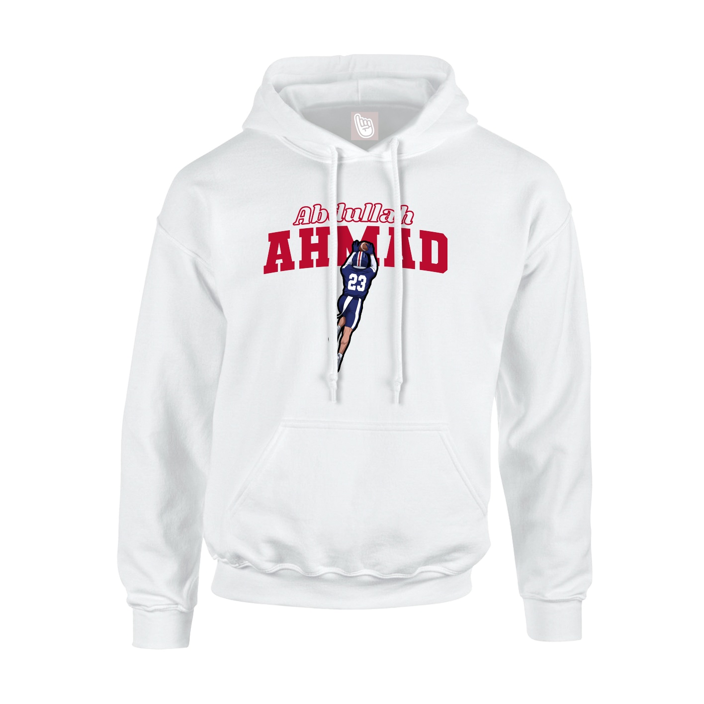 Youth Hoodie — Name Arch in White