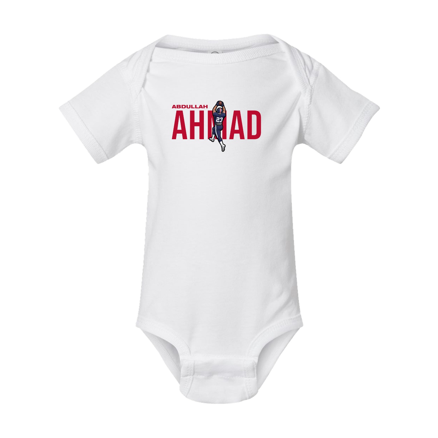 Baby Onesie — Player Name in White