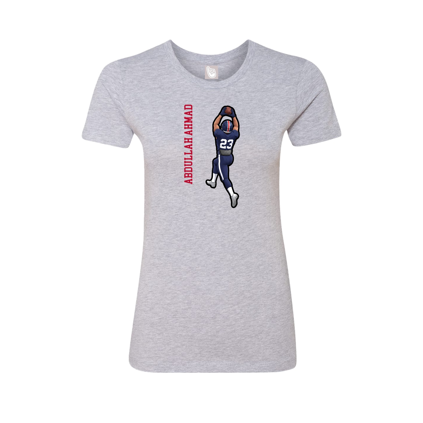 Womens Tee — Name Vertical in Grey
