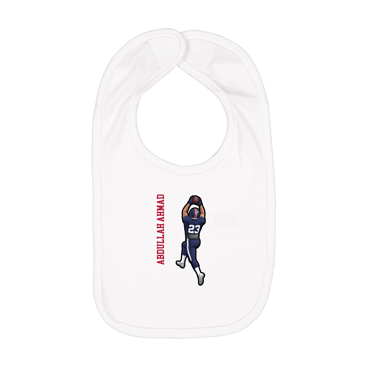 Infant Bib — Name Vertical in White