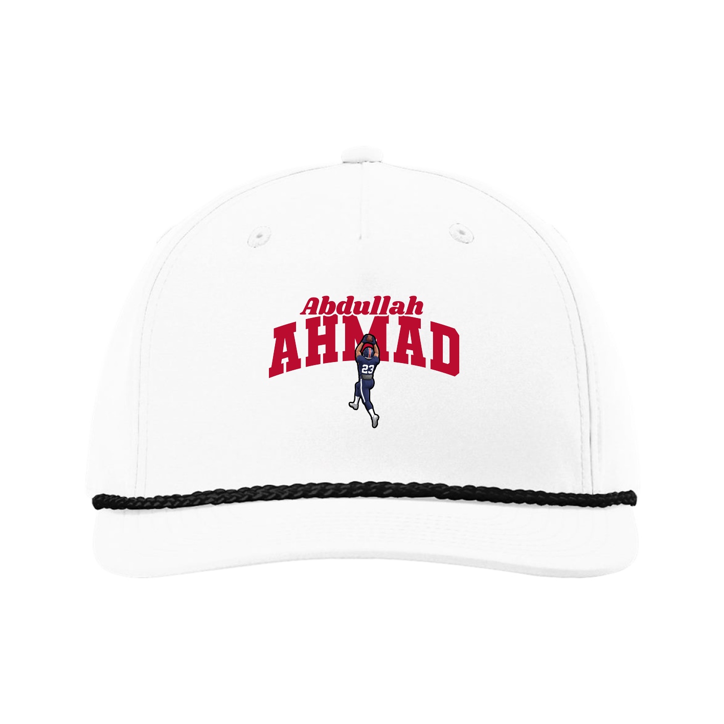 Five-Panel Classic Rope Cap — Signature Arch in White