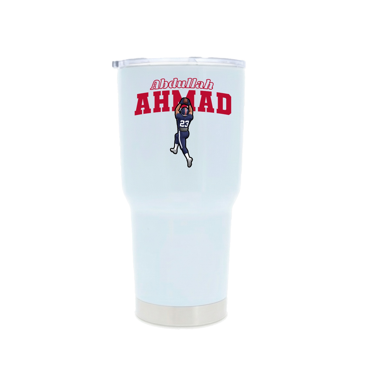 30oz Stainless Steel Tumbler — Name Arch in White