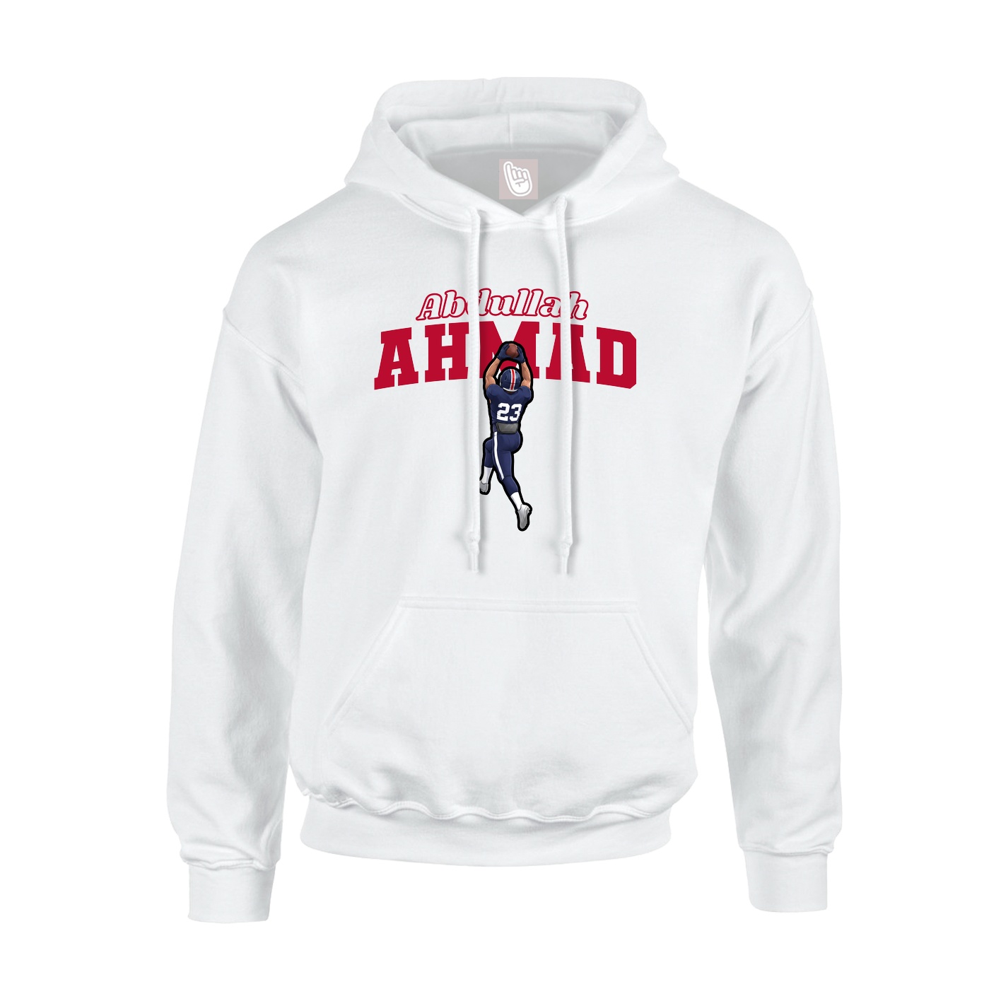 Youth Hoodie — Name Arch in White