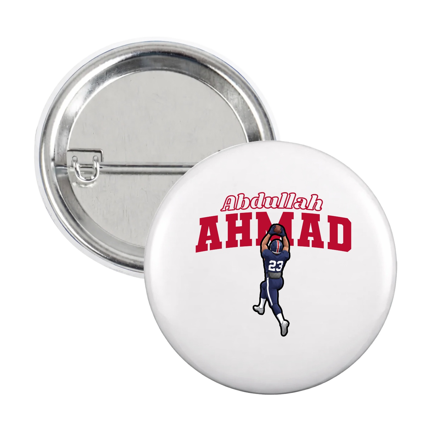 Game Day Button — Name Arch in White