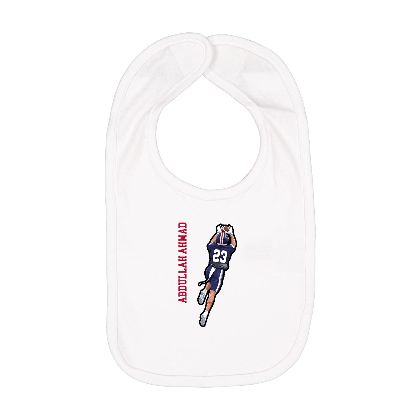 Infant Bib — Name Vertical in White