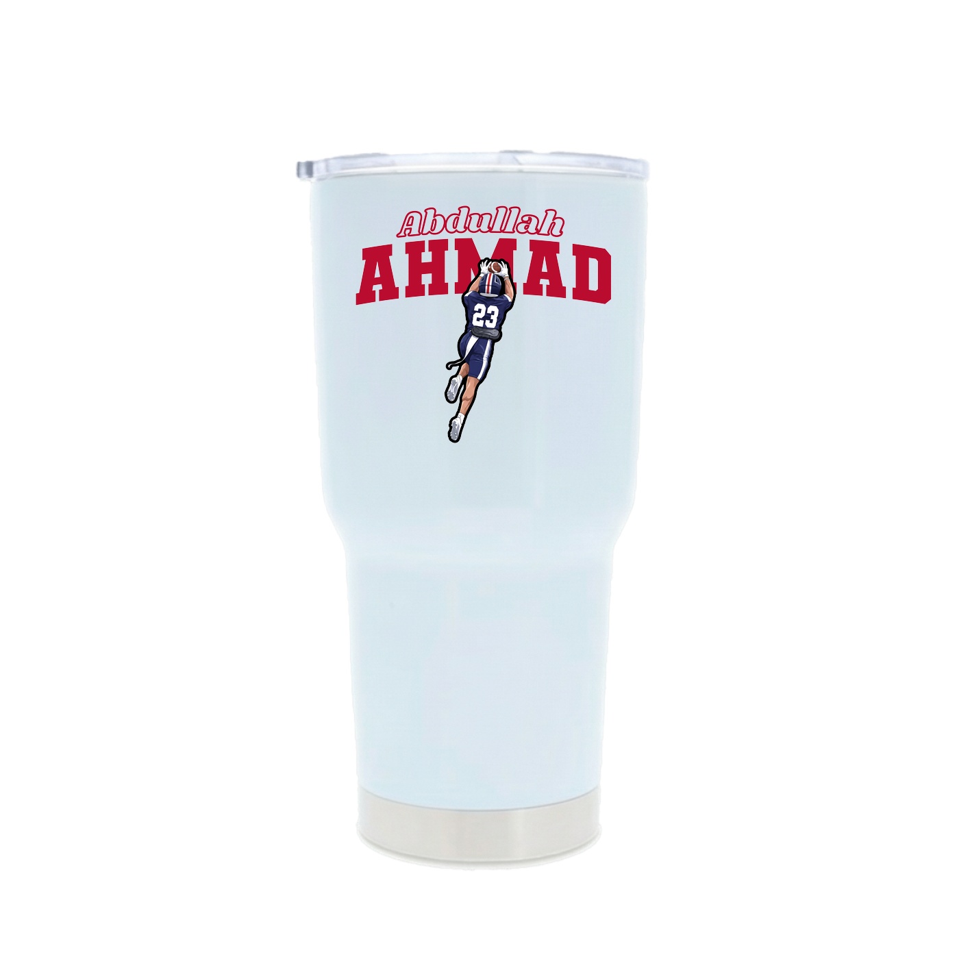 30oz Stainless Steel Tumbler — Name Arch in White