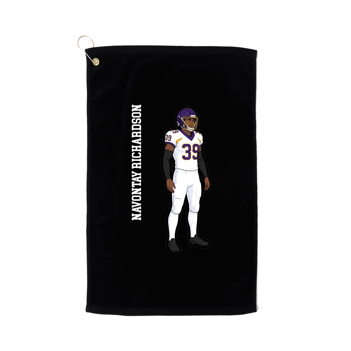 Golf Towel — Name Vertical in Black