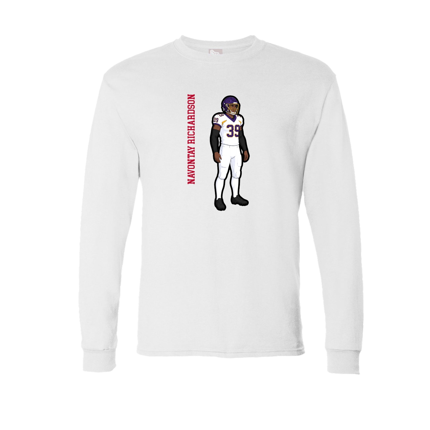 Long Sleeve Tee — Name Vertical in White