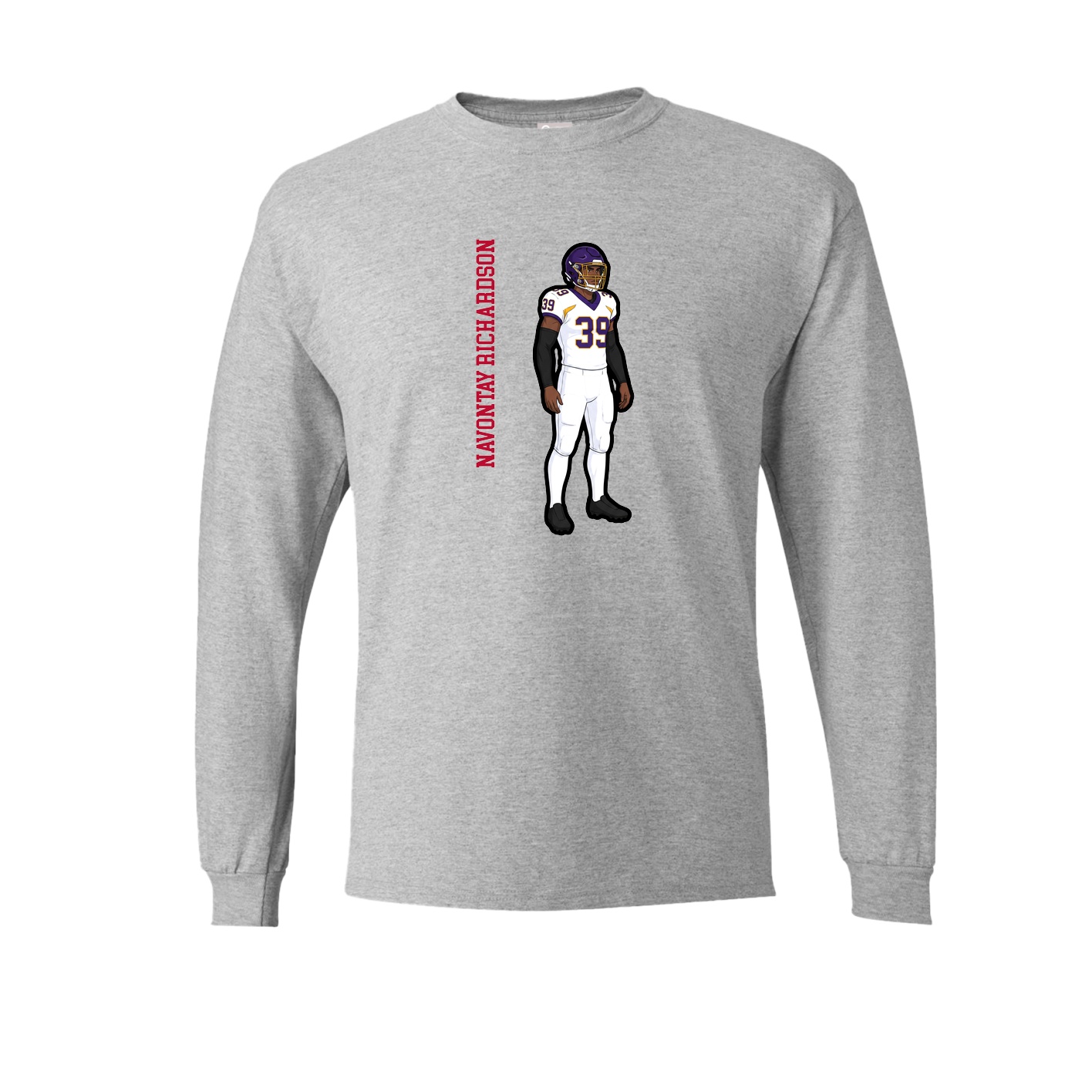 Long Sleeve Tee — Name Vertical in Grey