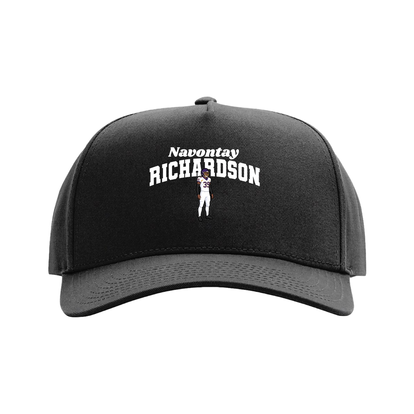 Full Fabric Five-Panel Champ Cap — Signature Arch in Black