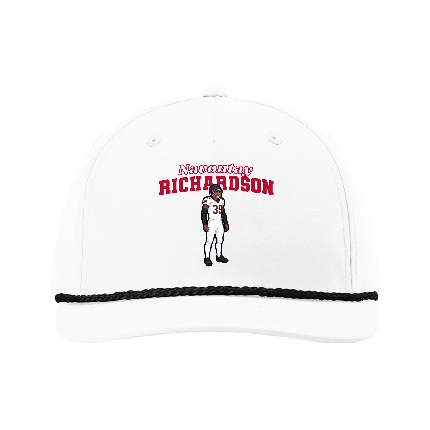 Five-Panel Classic Rope Cap — Name Arch in White