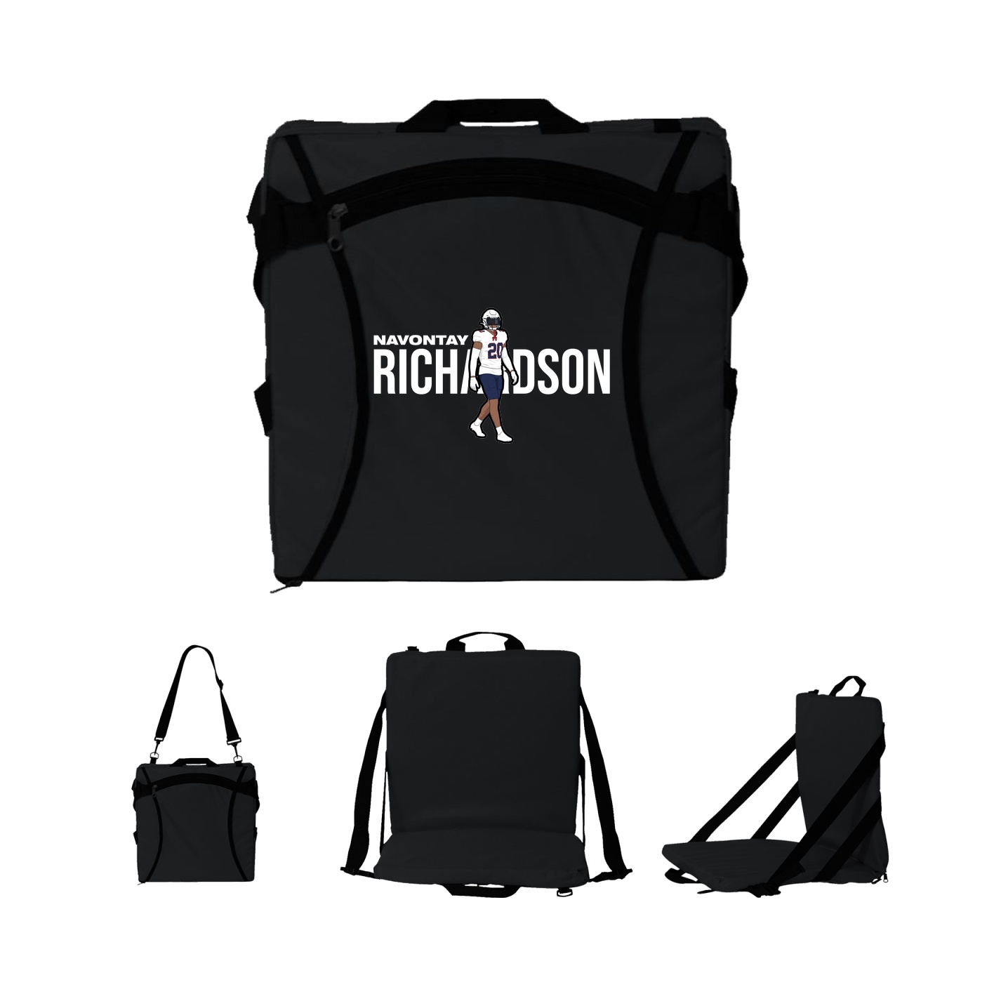 Folding Stadium Seat — Player Name in Black