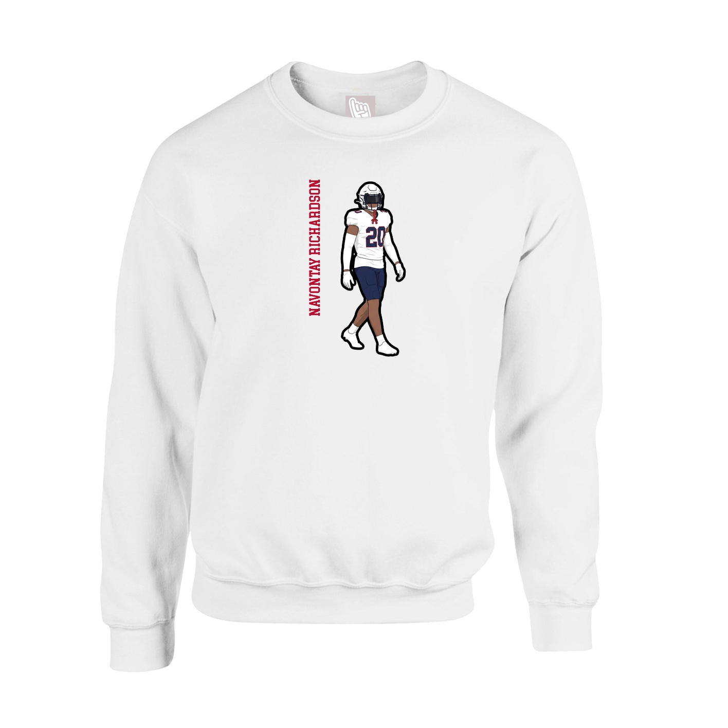 Fleece Crew — Name Vertical in White