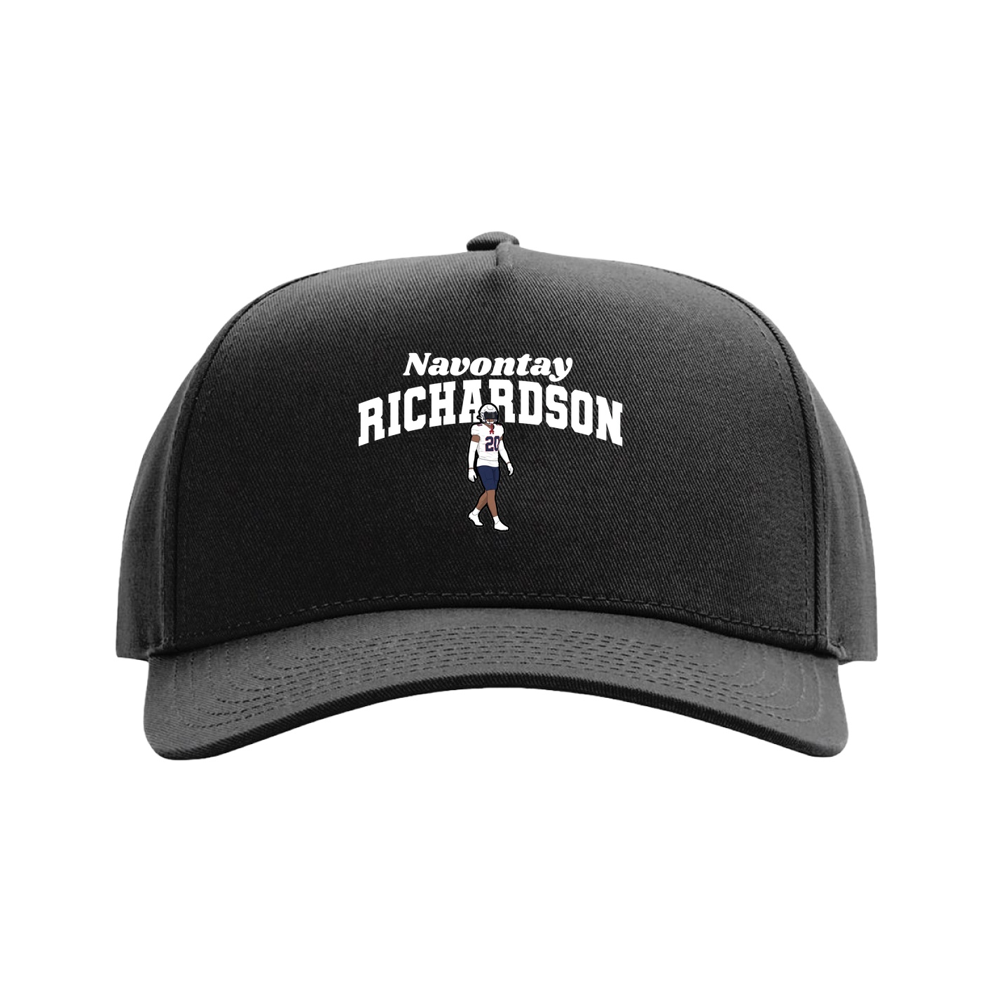 Full Fabric Five-Panel Champ Cap — Signature Arch in Black