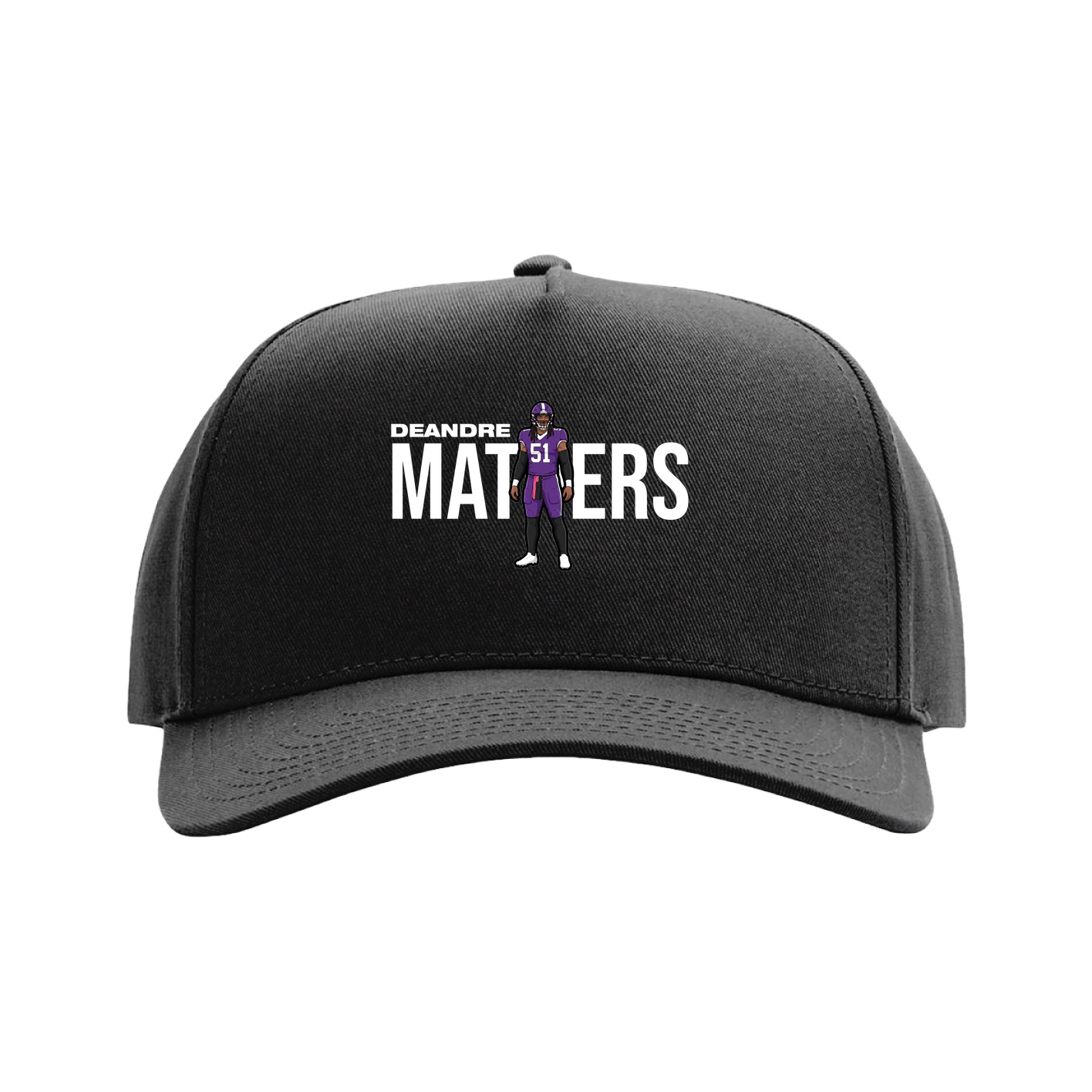 Full Fabric Five-Panel Champ Cap — Player Name in Black
