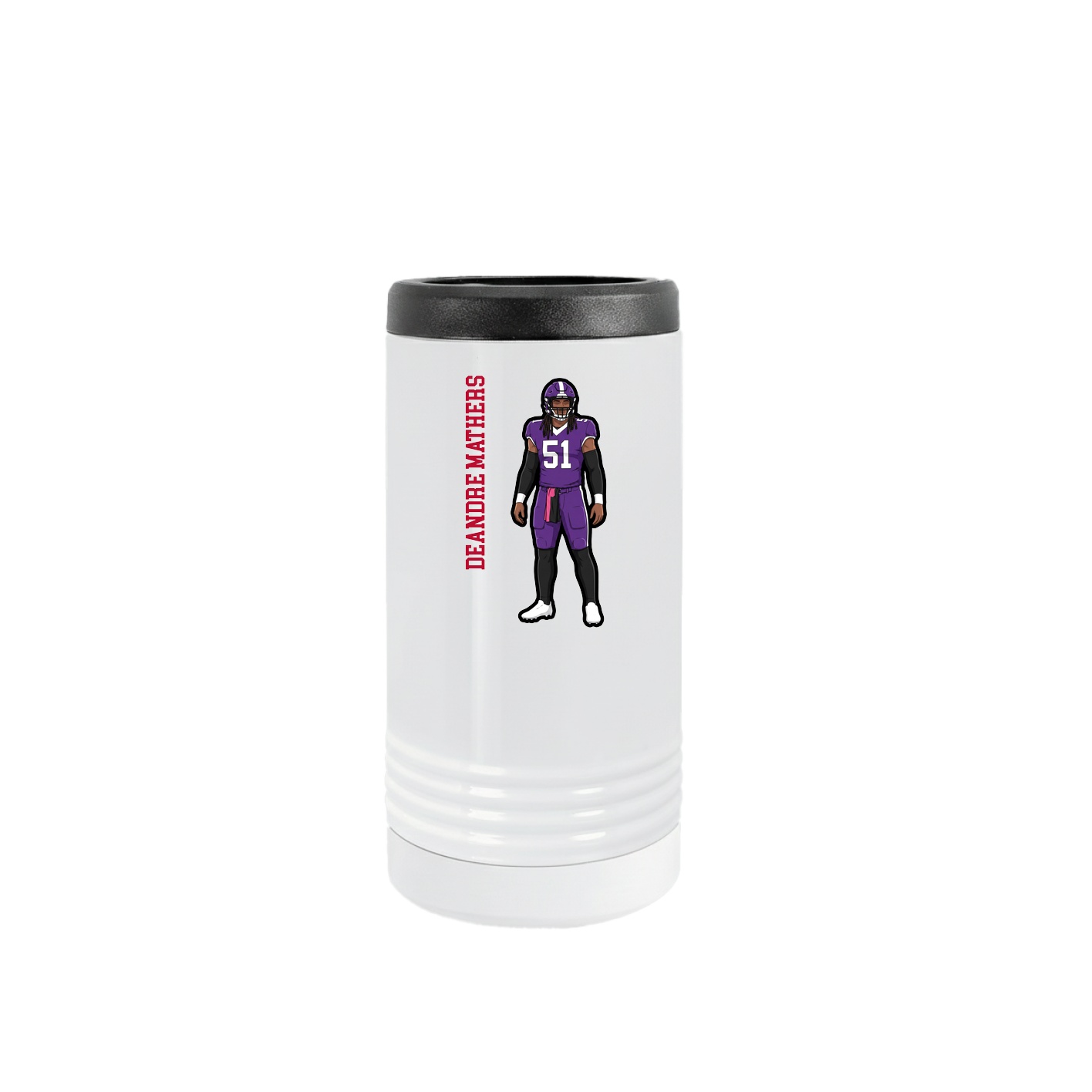 Slim Beverage Holder — Name Vertical in White