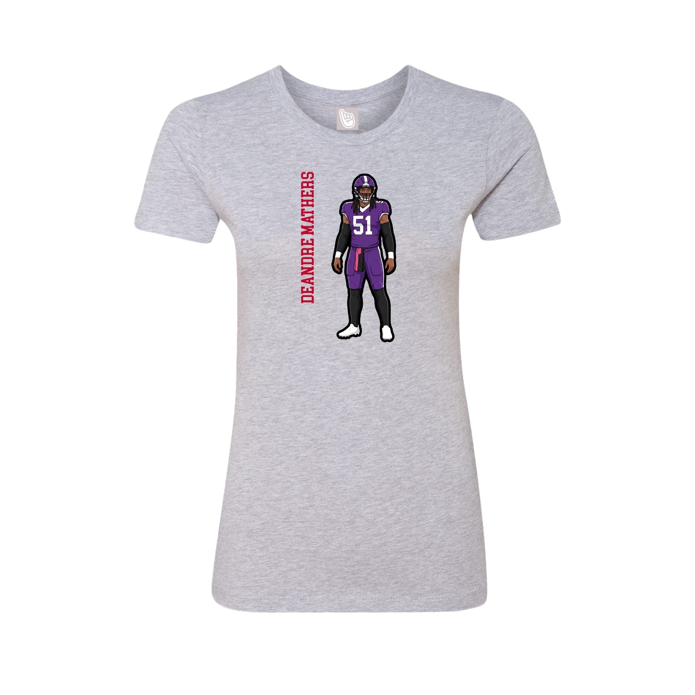 Fitted Women's Tee — Name Vertical in Grey