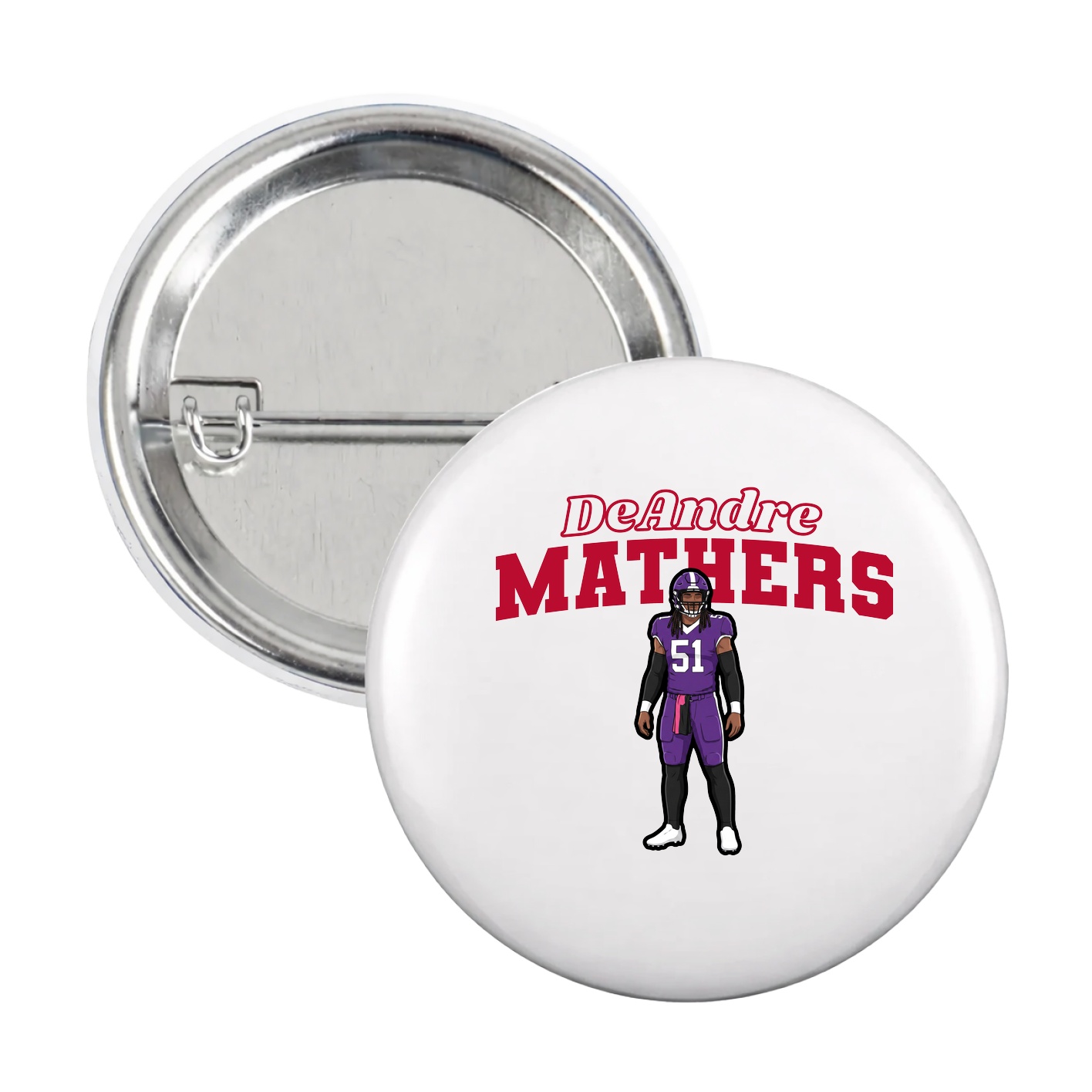 Game Day Button — Name Arch in White