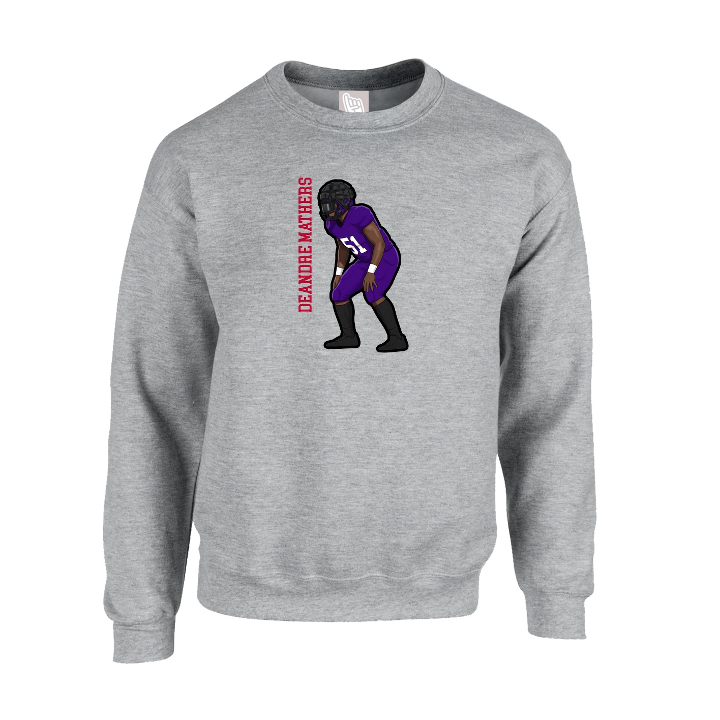 Fleece Crew — Name Vertical in Grey