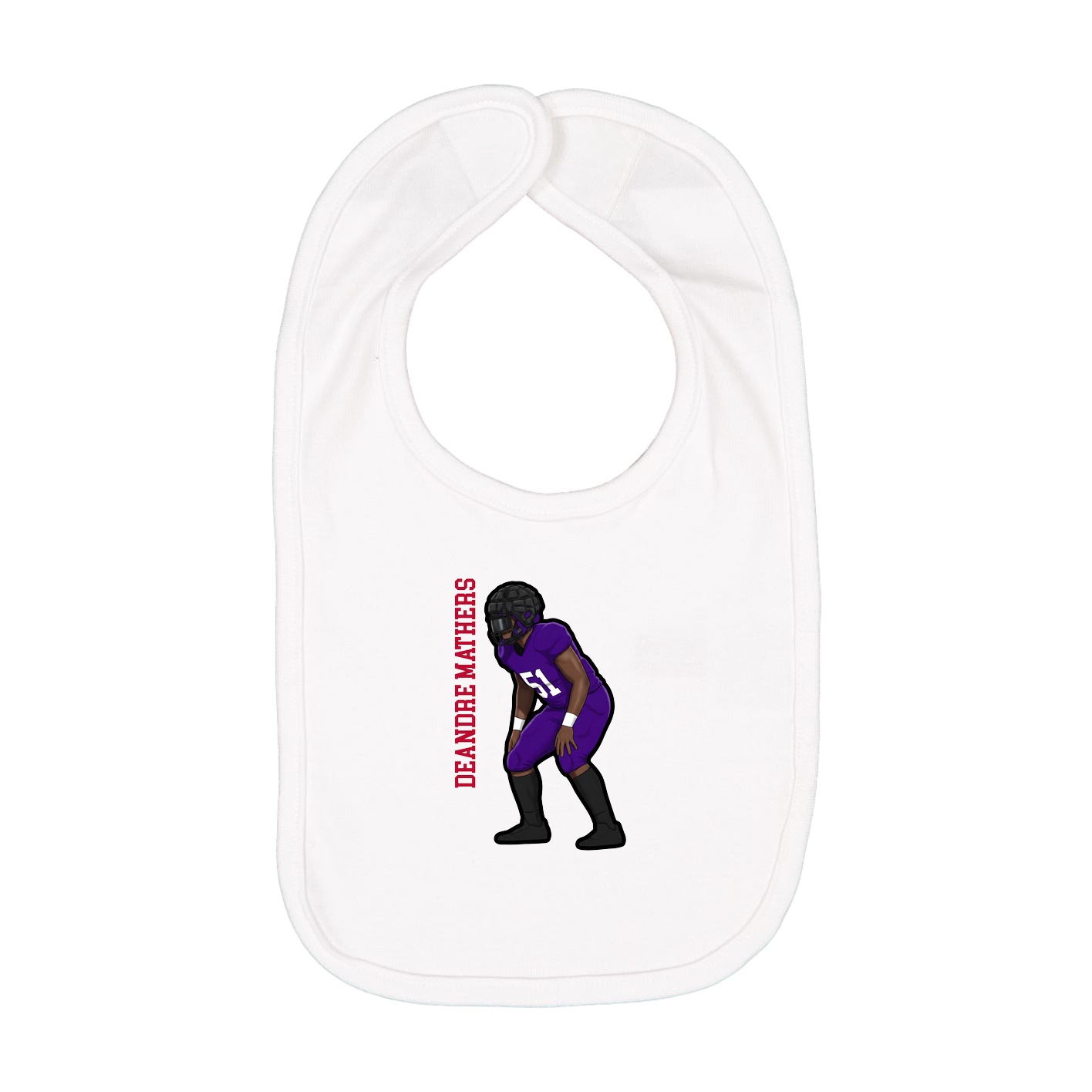 Infant Bib — Name Vertical in White