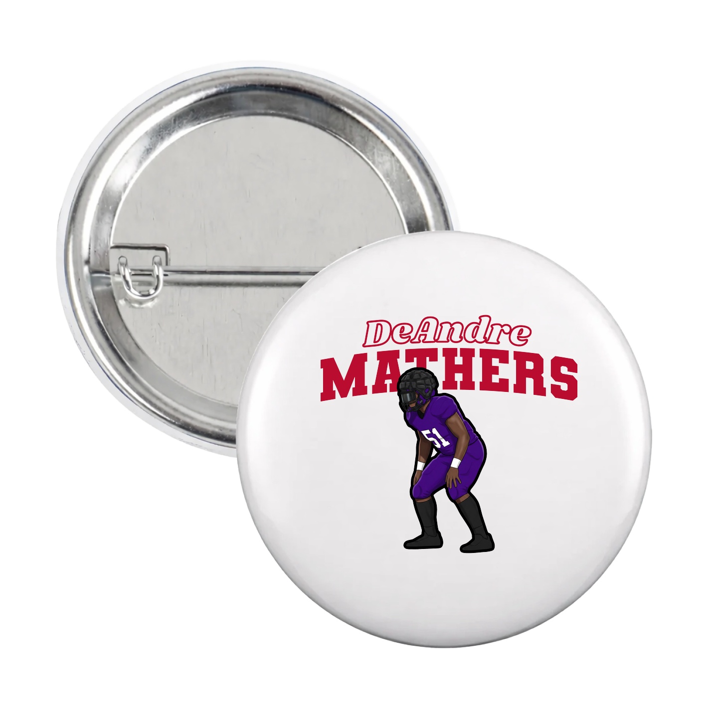 Game Day Button — Name Arch in White