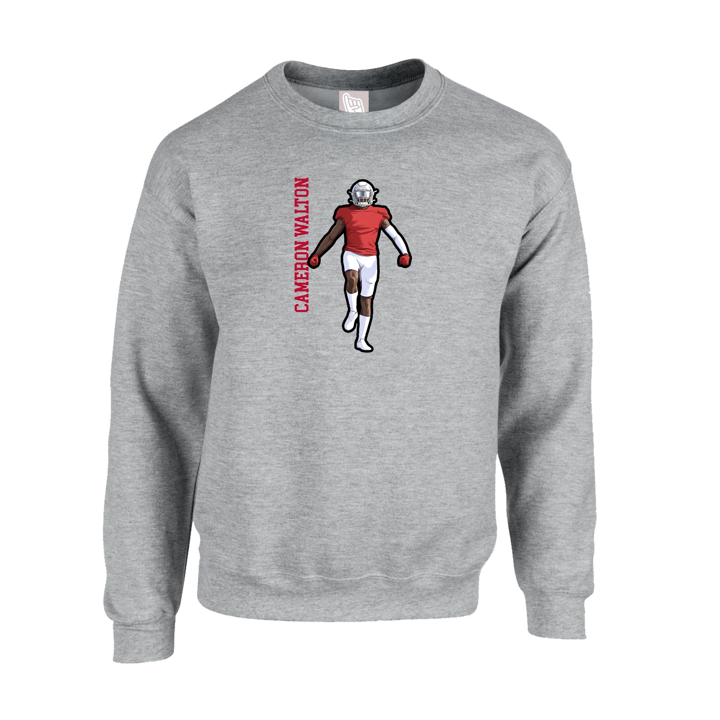 Fleece Crew — Name Vertical in Grey