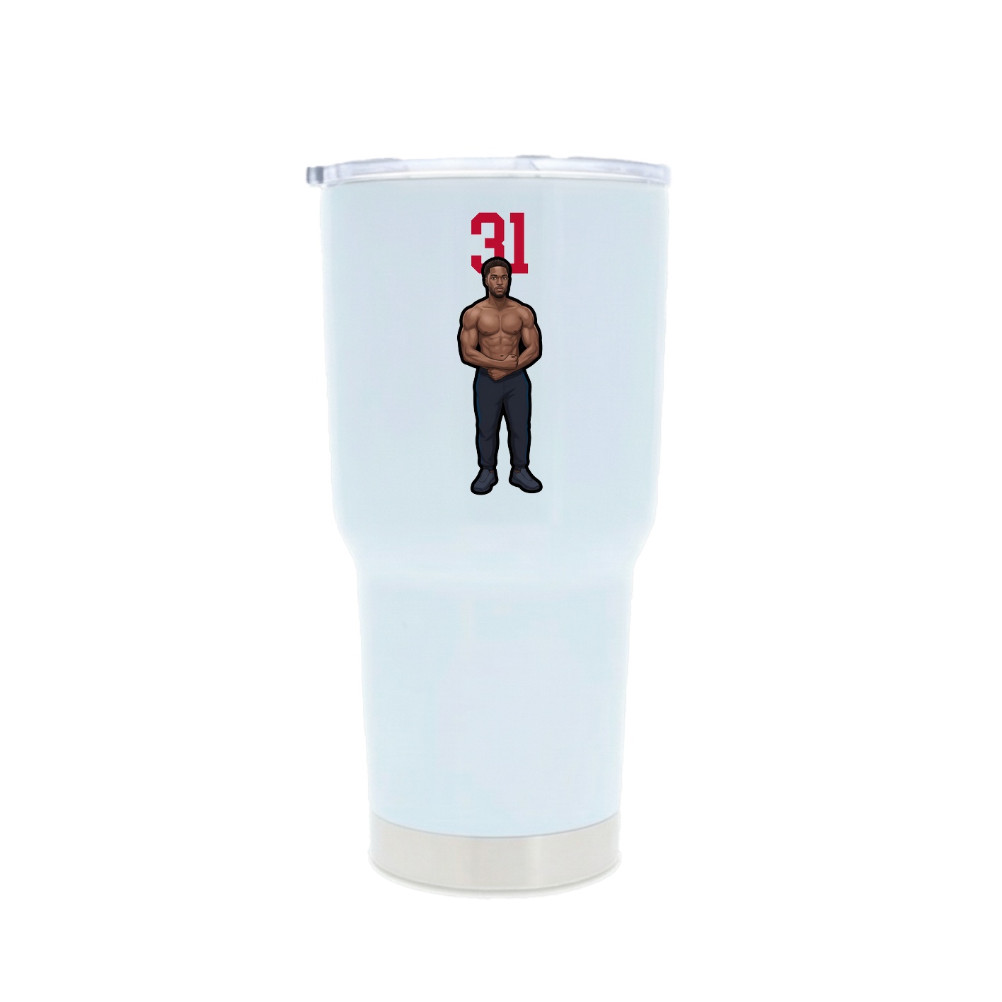 30oz Stainless Steel Tumbler — Number Top in White