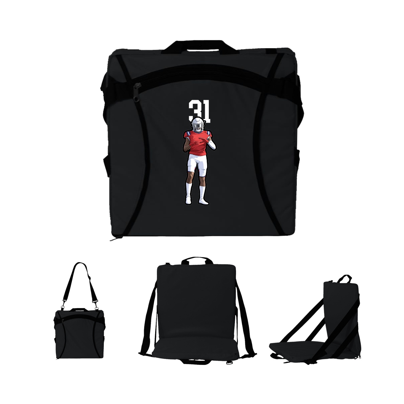 Folding Stadium Seat — Number Top in Black