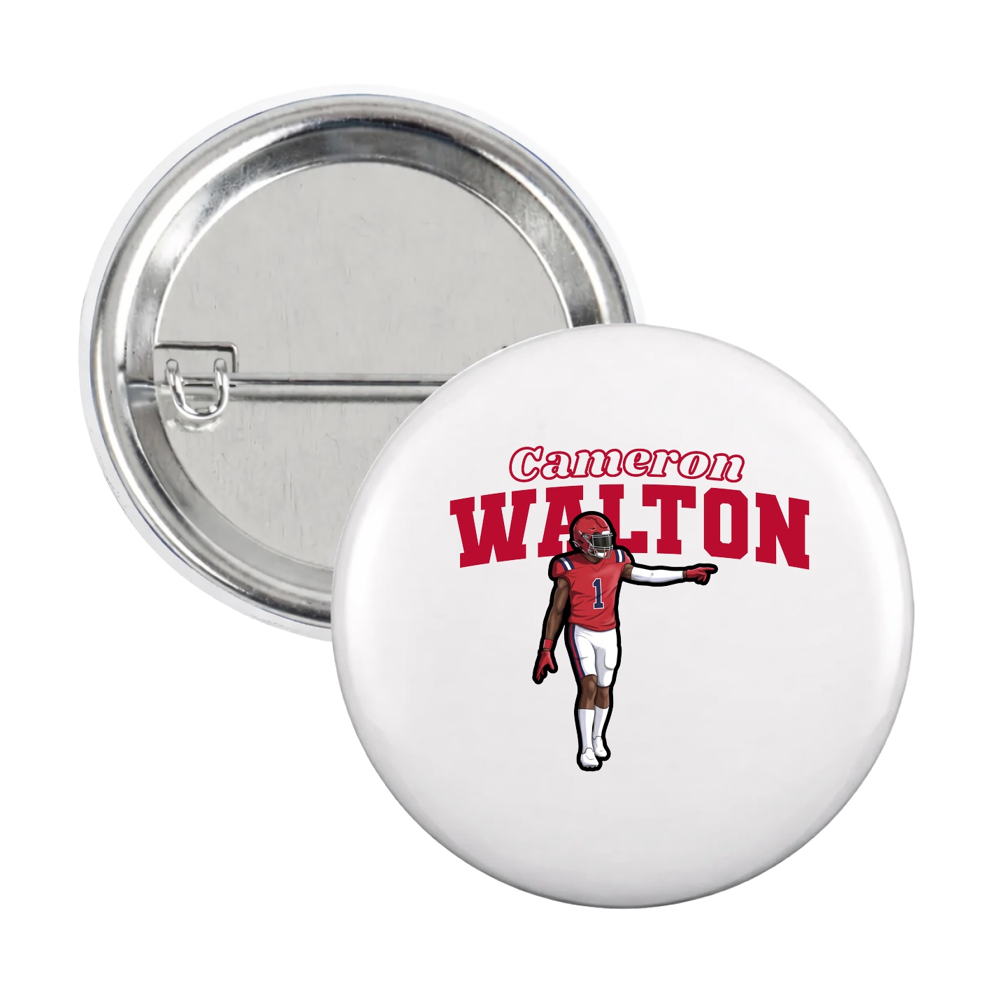 Game Day Button — Name Arch in White