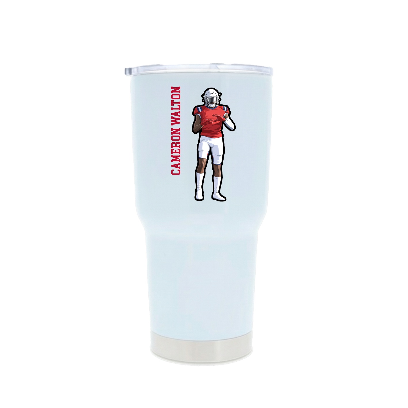 30oz Stainless Steel Tumbler — Name Vertical in White