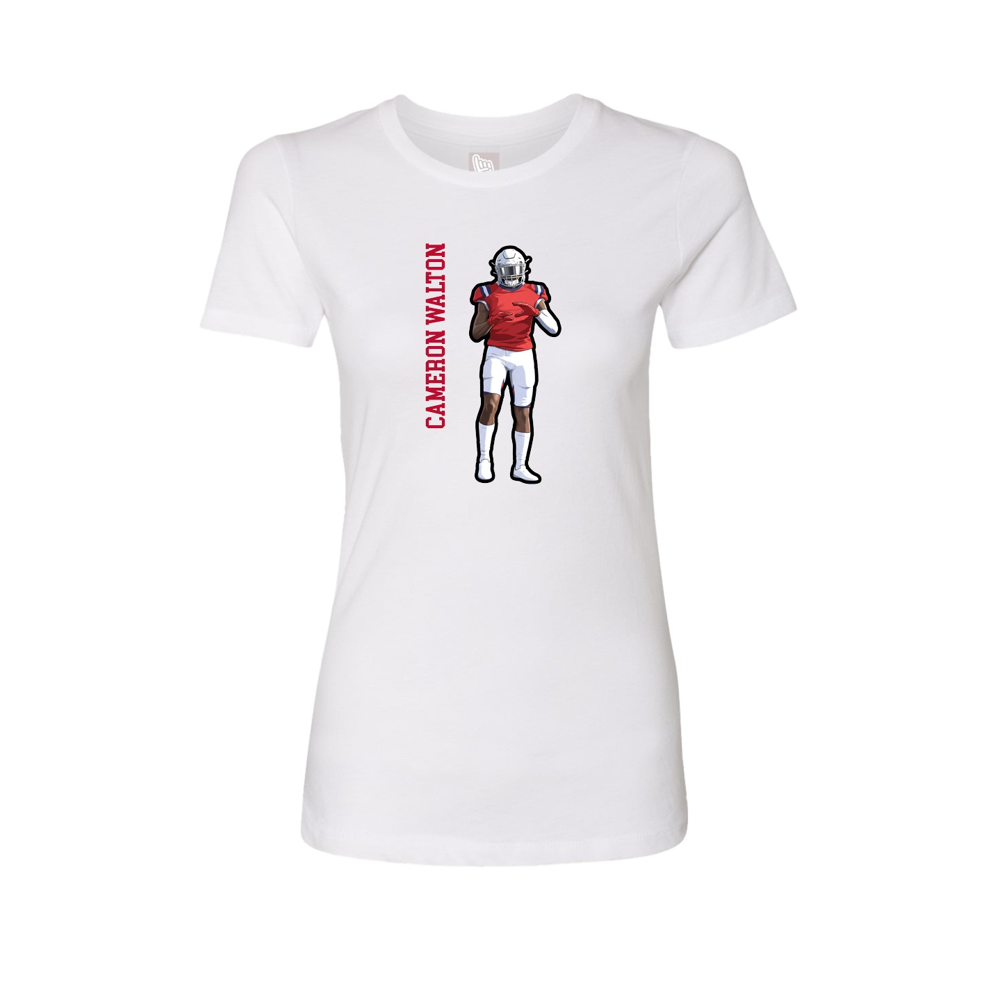 Fitted Women's Tee — Name Vertical in White