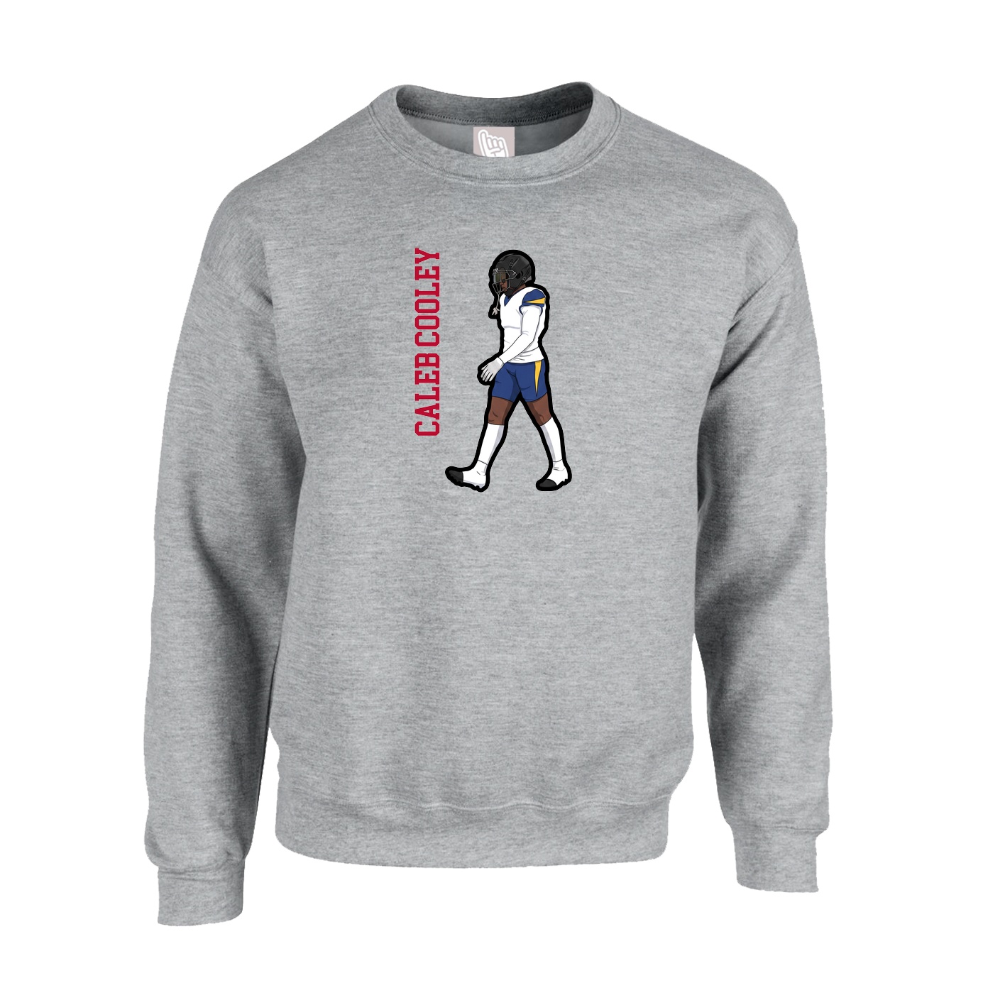Fleece Crew — Name Vertical in Grey