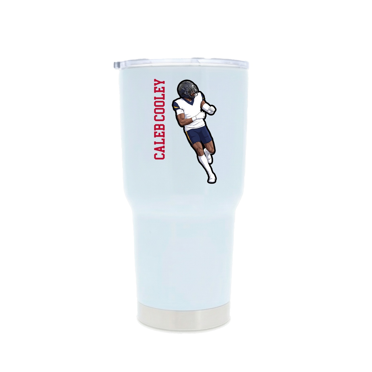 30oz Stainless Steel Tumbler — Name Vertical in White
