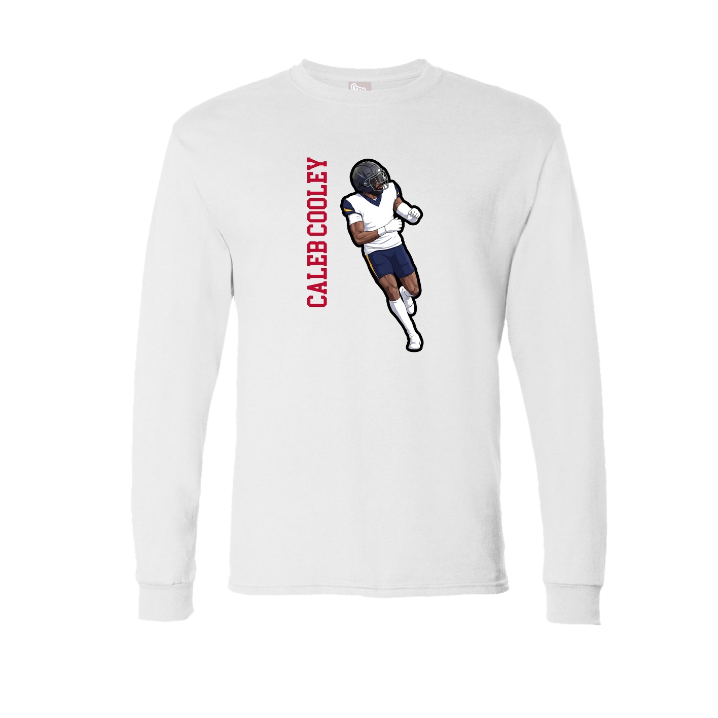 Long Sleeve Tee — Name Vertical in White