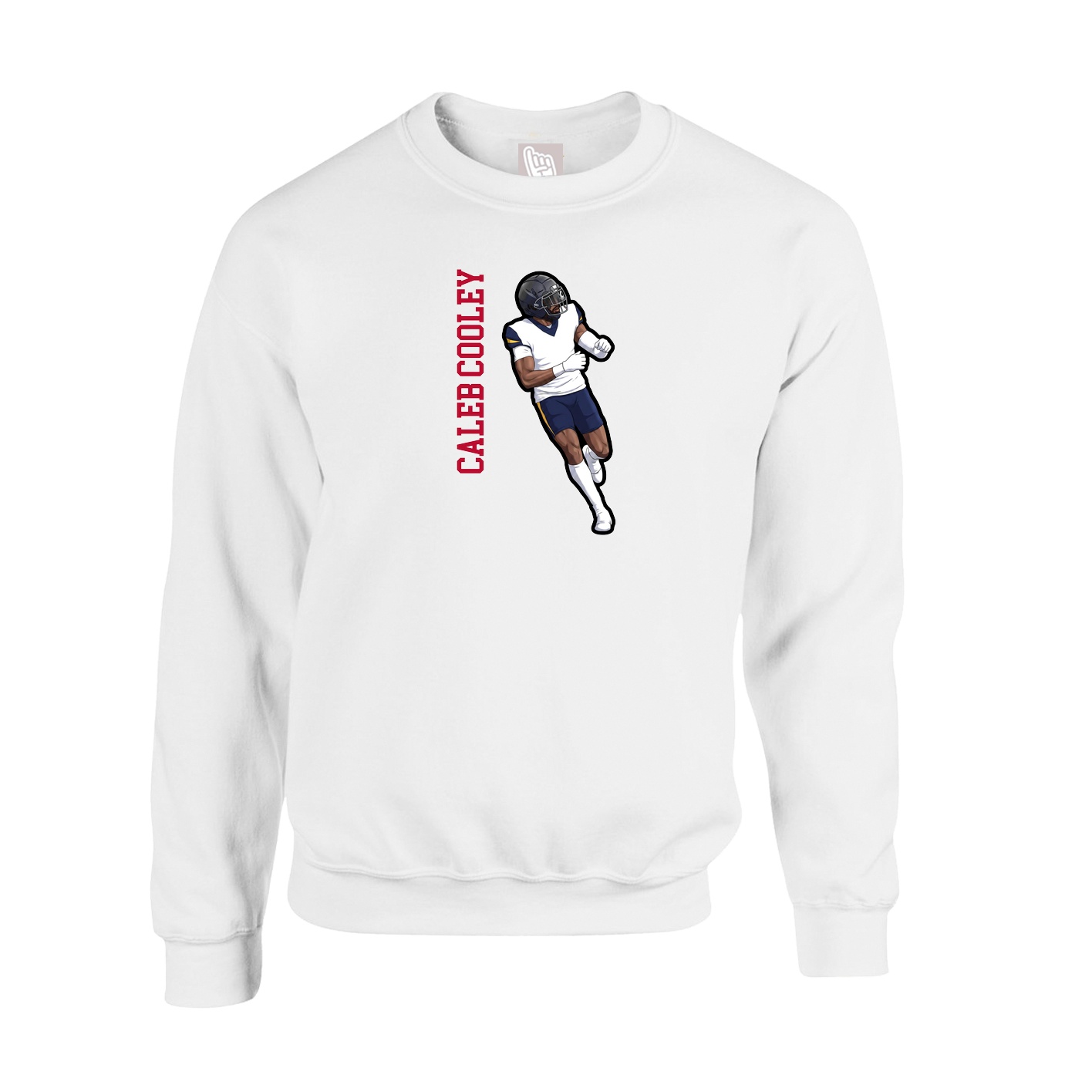 Fleece Crew — Name Vertical in White