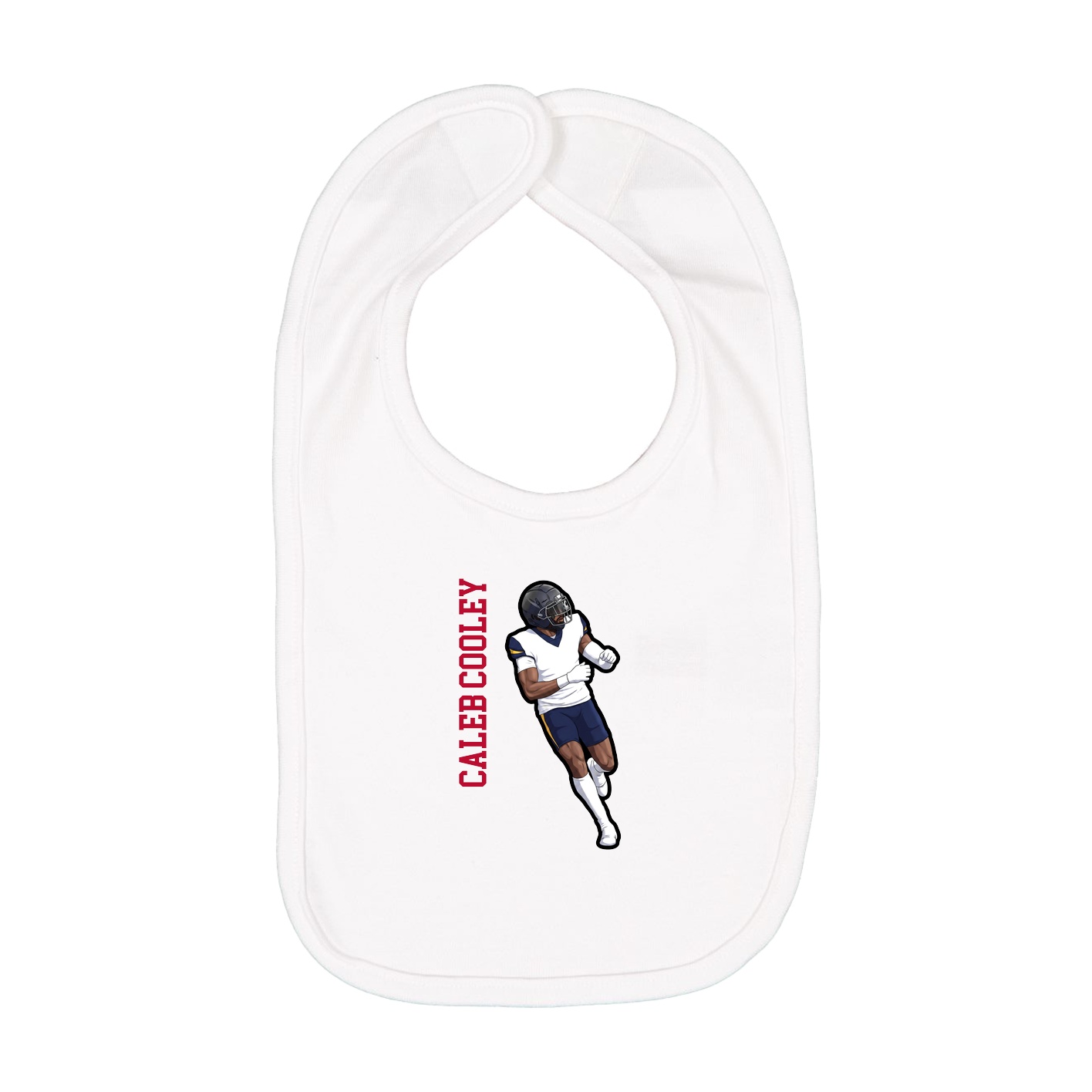 Infant Bib — Name Vertical in White