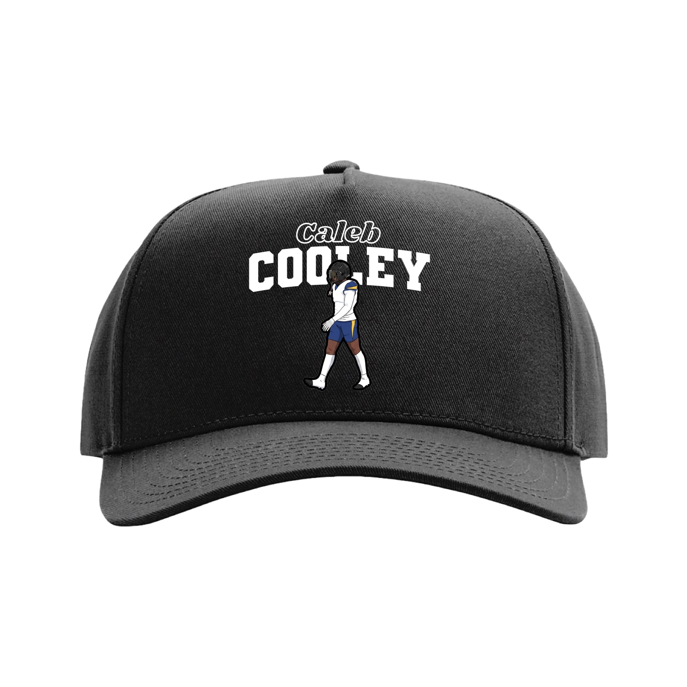 Full Fabric Five-Panel Champ Cap — Name Arch in Black