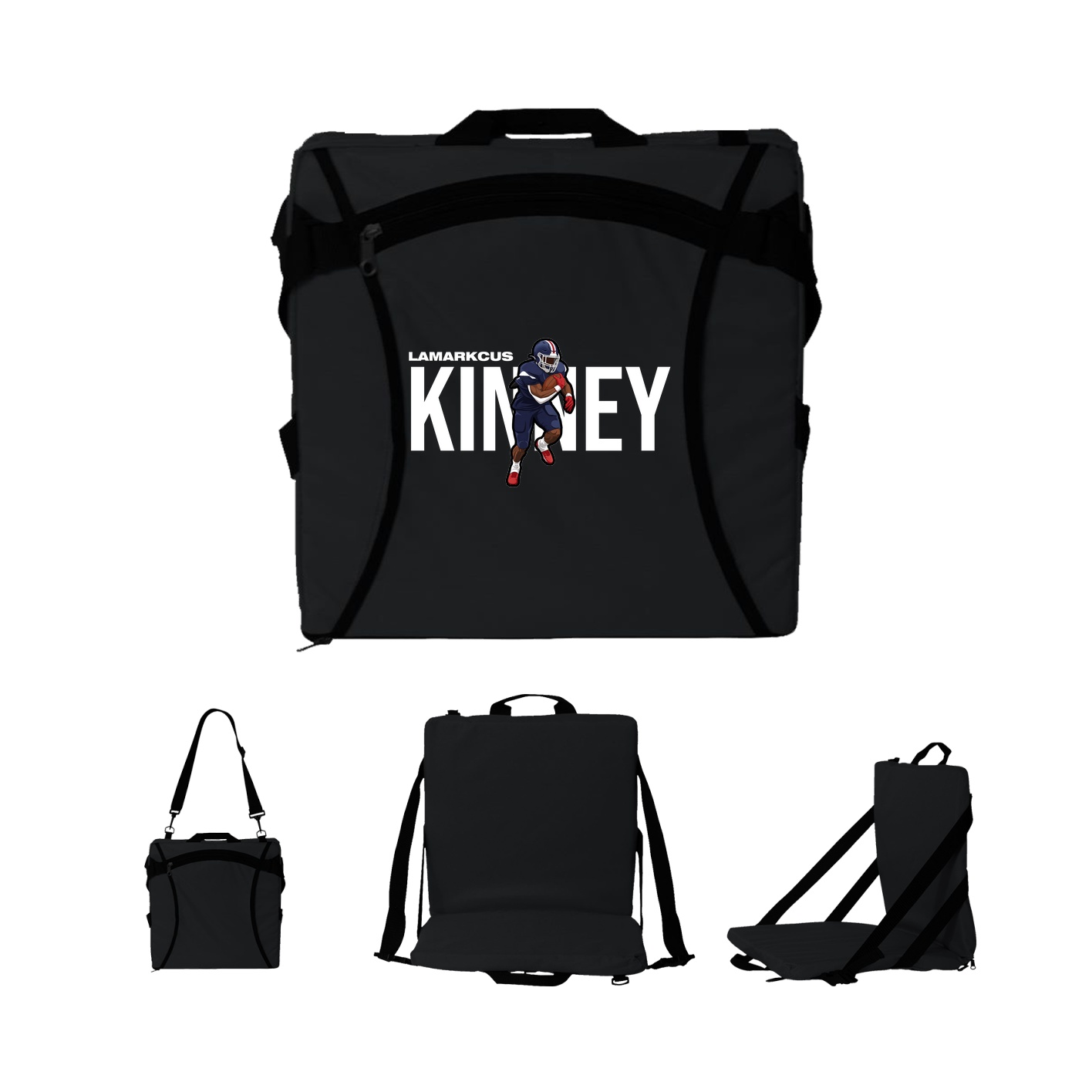 Folding Stadium Seat — Player Name in Black