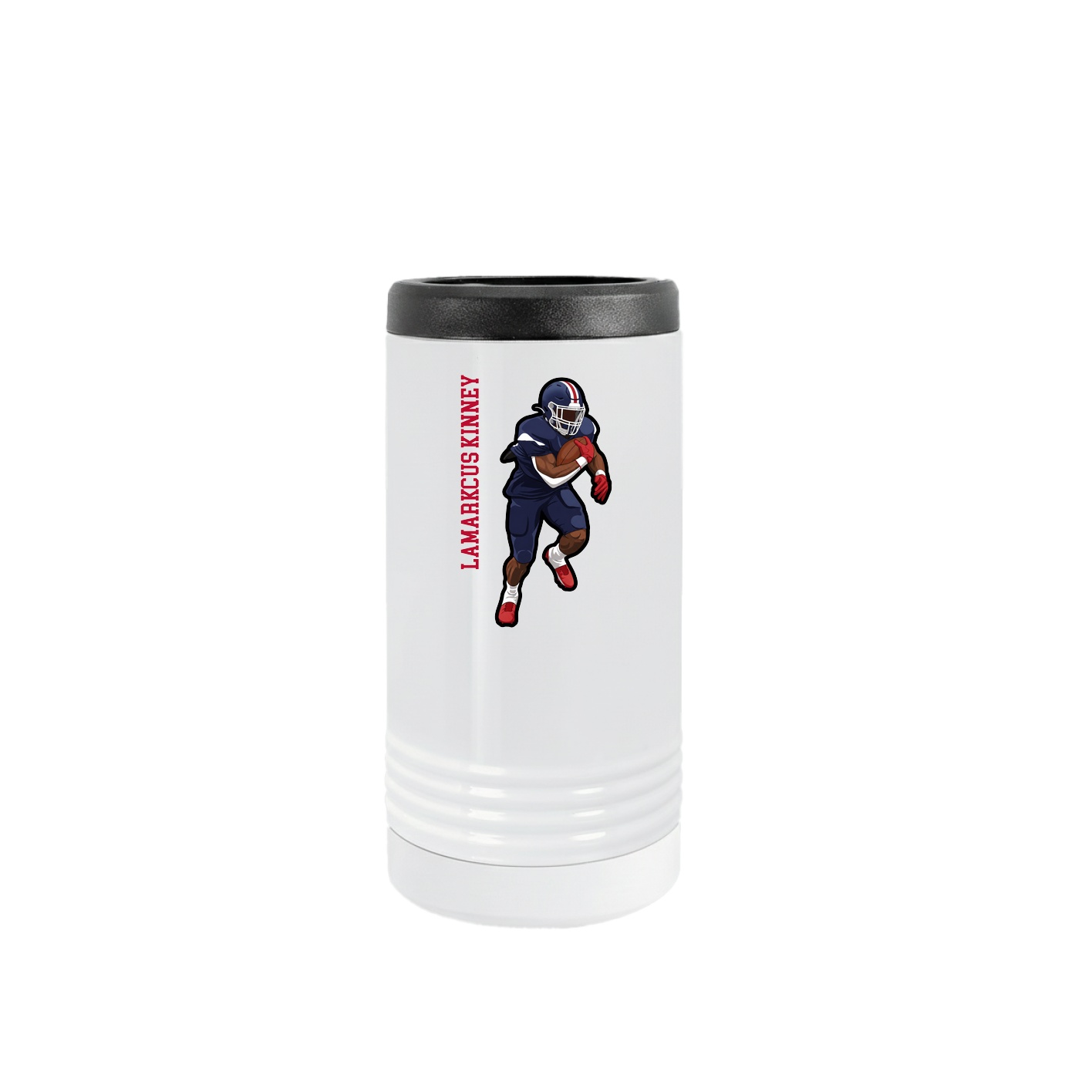 Slim Beverage Holder — Name Vertical in White