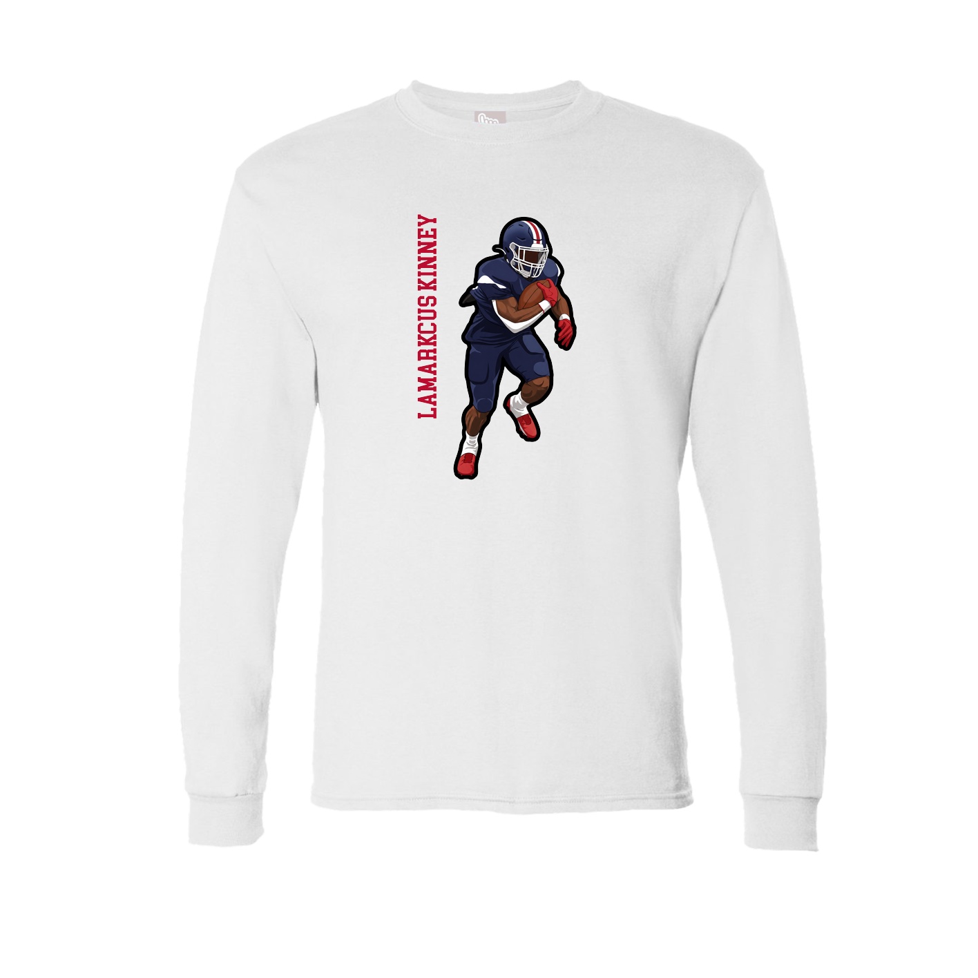 Long Sleeve Tee — Name Vertical in White