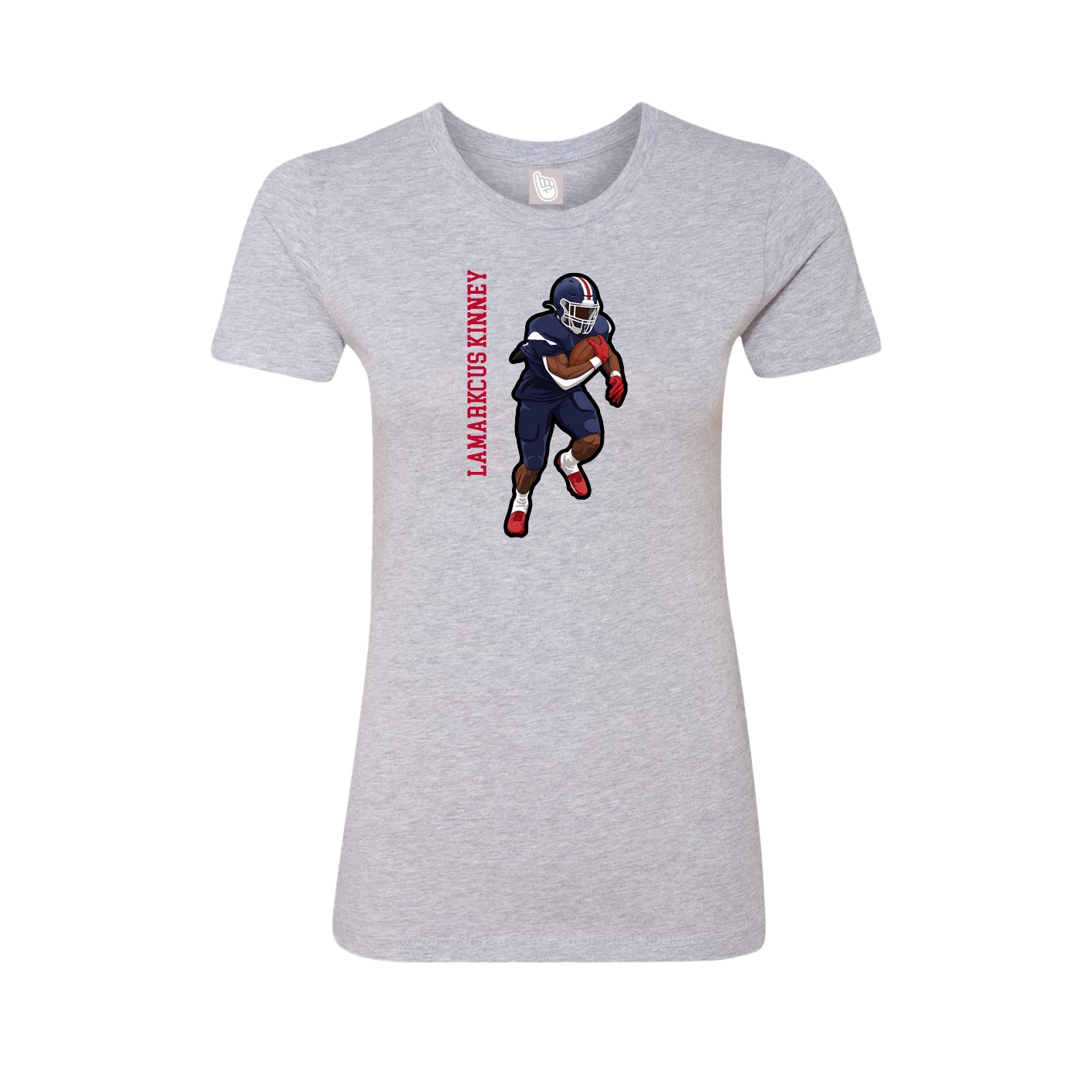 Fitted Women's Tee — Name Vertical in Grey