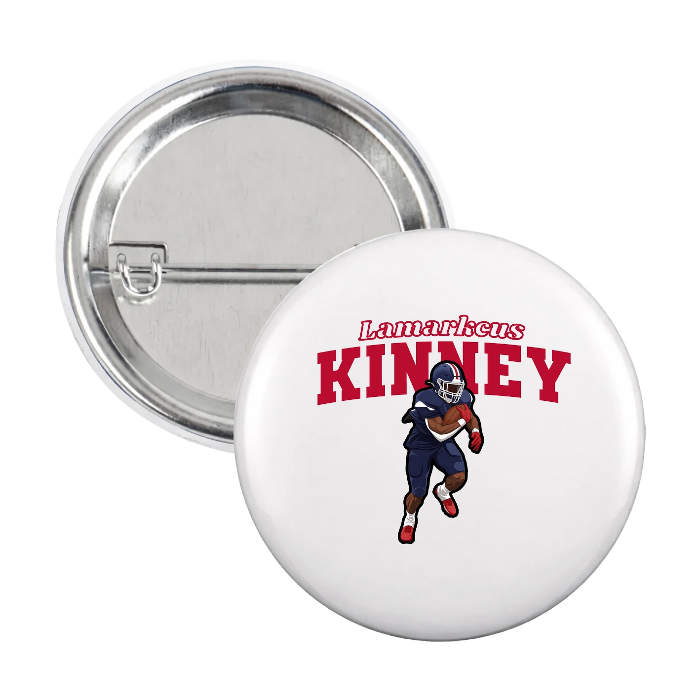 Game Day Button — Name Arch in White